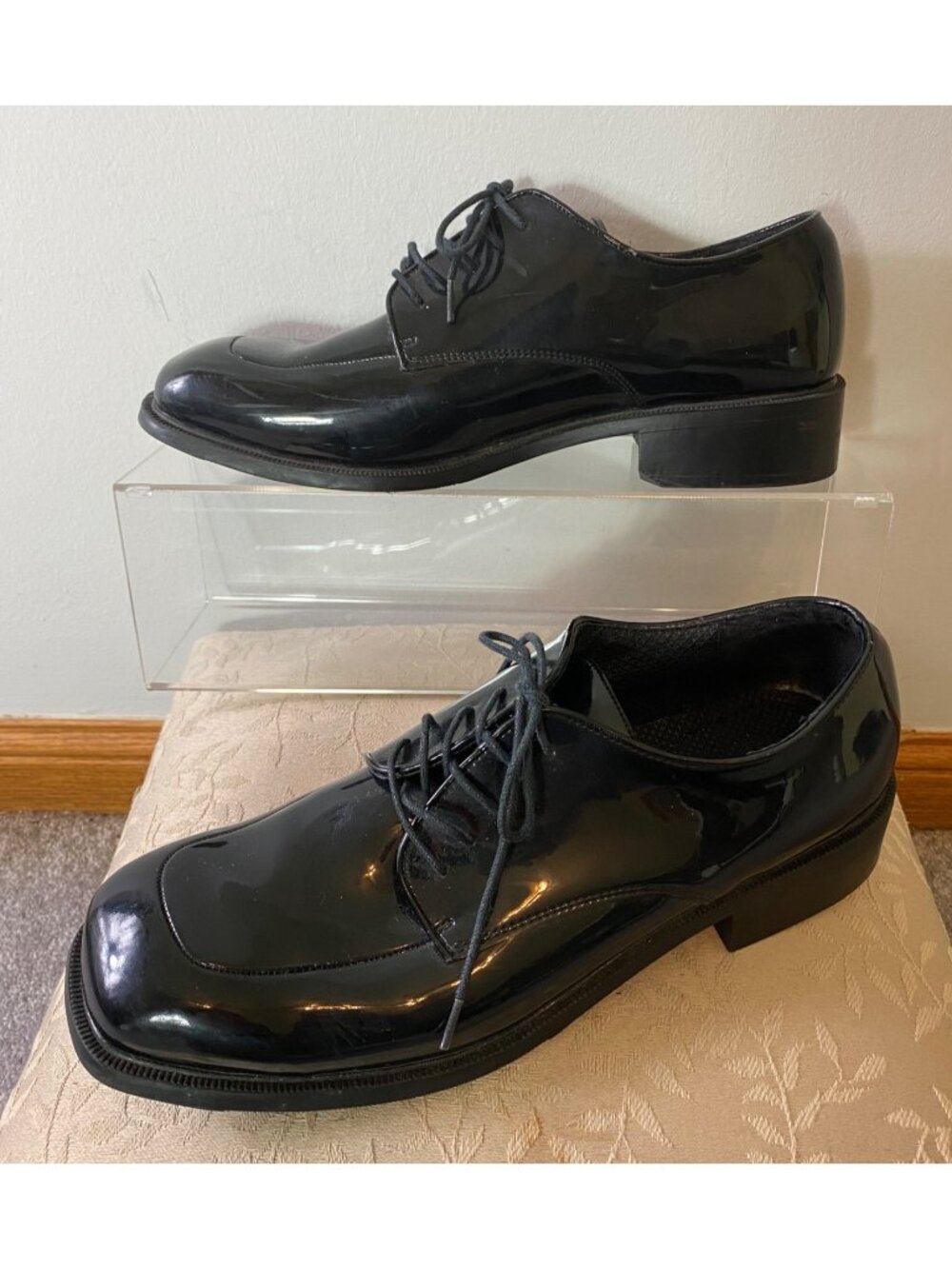After Hours Mens Black Patent Leather Formal Lace-Up Shoes Size 11